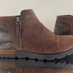 Sorel Dark Brown Full Grain Suede Leather Side Zipper Major Low Ankle Booties Photo 4