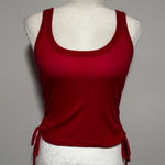 Free People  Movement Ribbed Tank‎ Top Red Drawstring Cropped Sleeveless Ex Small Photo 0