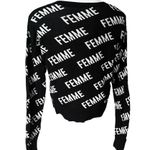 EXPRESS Black & White Cotton Sweater Femme Spellout, Sz S Photo 2