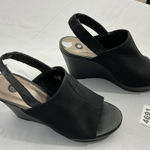 Dress Barn Womans  Sandals 7.5 M Open Toe Sling Back Black Elastic Wedge Heel Photo 0