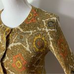 Talbots EUC  Petite Gold Metallic Medallion Button Cardigan Sz P Photo 4