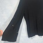 G.I.L.I. Black Ribbed Scoop Neck Long Wide Cuff Gold Stud Sleeves Sweater 1X Photo 2