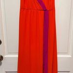 Lulus Bright Side Coral Red Color Block Maxi Dress Size Small Photo 2