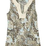 Telluride Clothing Co. Womens Linen Paisley Tank Top Beige Blue Size Small Photo 0