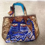 Laurel Burch Artistic Cat Tote Blue Photo 1