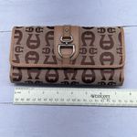Etienne Aigner  Wallet‎ Brown Checkbook Tri Fold Wallet Royal Signature Y2k Photo 2