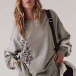 NWT Free People Movement All Star Buti Logo Pullover In Heather Grey/White Combo Gray Size M Photo 0