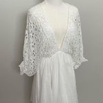 Free People One Dress Bella Note Eyelet Flower Babydoll Whimsical Boho White Photo 3