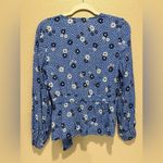 Talbots Blue Wave Daisy Dots Wrap Top Blouse Sz SP Petite cute long sleeve - NWT Photo 1