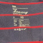 Gap  The Bowery Super Soft Cotton Blend Long Sleeve Tee Navy w Magenta Stripe-XS Photo 2