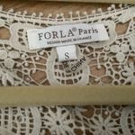 Forla Paris sleeveless mesh embroidered ruffled top blush and white size small Photo 8