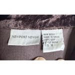 Newport News  Womens 18 Brown Sheer Velvet Pockets Trim Blouse Button Front Silk Photo 5