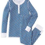 Roller Rabbit NWT  X BLOOMIES BLUE SKULL DOODLE Pima Cotton LS Pajamas Size L Photo 0