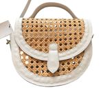 LUSANA Nicole Woven Rattan/Faux Leather Crossbody NWT‎ Tan Photo 3