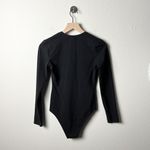 Reformation  nisa knit henley button long sleeve bodysuit in black Photo 3
