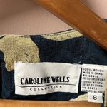 Vintage Caroline Wells Collection Dark Green & Beige Floral Maxi Dress Sz 8 EUC Photo 4