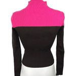 ZARA Brown Pink Colorblock Rib Knit Mock Neck Long Sleeve Turtleneck Sweater S Photo 1