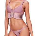 Missguided ꧁ Crochet Cut Out Knit Fringe 2 Piece Bikini Set ꧂ Pastel Purple ꧁ 2 Photo 1