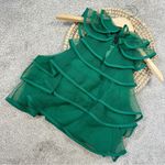 La Esquina Azul Women’s Organza Layered Ruffle Top Sleeveless Crop Party Green M Size M Photo 3