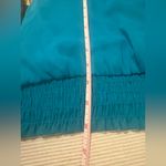 Chime Women’s XL Teal Halter Blouse with Pleated Ribbon & Floral Detail Green Photo 4