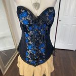 Ethereal Whimsygoth Gothic Black Velvet Blue Lace Up Corset Top Size undefined Photo 2