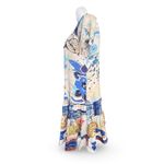 Jams World Hattie Dress Passport Blue Art Print Scoop Neck Tiered Hem Hawaiian Photo 1