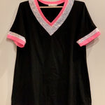 Southern Stitch Black, Pink And Sequin Tee Photo 0