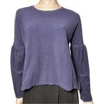 Goldie Women’s S Navy Blue Cotton French Terry Bell Sleeve Pullover Sweatshirt Photo 0