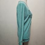 Daytrip  Turquiose Acid Wash Studded Cross Dolman Long Sleeve Top Size Small Photo 3