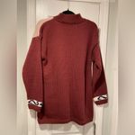 Karen Scott VTG 80s  Size M Pink Christmas Sweater Patchwork Beaded Holiday Mock Photo 6