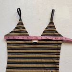 Topshop  Metallic Striped Ribbed Bodysuit Size 4 | Gold Pink Black V-Neck One Pie Photo 3