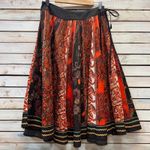 Vintage Mix Nouveau 100% Cotton Boho Patchwork Paisley Midi Skirt Red Black M Orange Size M Photo 6
