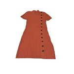 Free People FREE‎ PEOPLE Lottie Coral Ribbed Small Button Front Mock Neck Sweater Dress M7-3 Photo 2