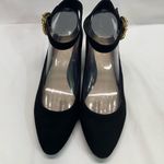 Nine West  Suede black 2” Heels with Gold Jewel Embellishment 11‎ New Photo 3