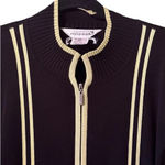 Misook  full zip jacket Black/neon green accent pointe knit S Photo 3