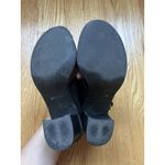 Black Leather Chunky Heels Cross Strap Gold Buckle Italian Size 6 Photo 7