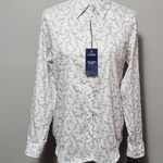 CHAPS lavender white floral no iron cotton button down size large Photo 1