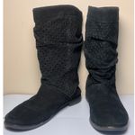 Toms  Black Suede Leather Perforated Slouch Mid Calf Boots Women's Size‎ 8.5 Photo 1