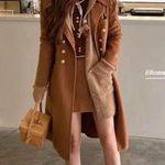 Japanese Jfashion Kawaii Harujuku Milk Chocolate Brown Gold Buttoned Trench Coat Size XS Photo 0