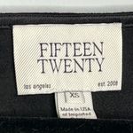 Fifteen Twenty XS Black Square Neck Long Sleeve Top Faux Suede Contrast Stitch Photo 4