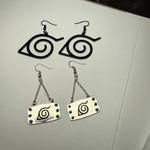 Naruto Hidden Leaf Village Logo Anime Dangle Pierced Earrings Lot Of 2 Photo 0