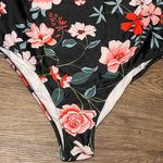 One Piece Floral Off Shoulder Bathing Suit Black Pink Blue Green Size XL Photo 3