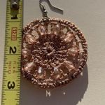 Vintage Crocheted Women’s Hook Earrings Mandela Boho Design Warm Rose Glass Pink Photo 3