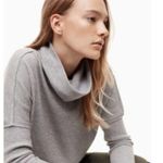 Aritzia  TNA Gray Cowl Neck Raw Hem Long Sleeve Flannel Medium M Photo 6