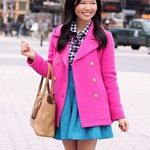 J.Crew Coat Majesty Stadium Cloth Wool Short Double-Breasted Fuchsia 00 GUC Photo 0