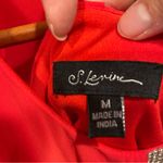 Flowy lipstick red sleeveless rhinestone collar bling top peek a boo back Silver Size M Photo 8