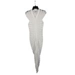 White Bodycon Midi Dress Mock Neck‎ Short Sleeve Party Cocktail Clubwear size S Photo 3