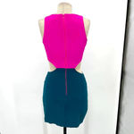 Naven  2-Tone Silk‎ Colorblock Side Cut-Out High Neck Silk Mini Dress Size Small Photo 4