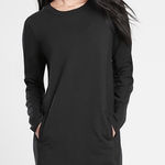 Athleta Balance Long Sleeve Stretch Athleisure Sweatshirt Dress Pockets Black Photo 0