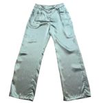 LPA Pale Blue Pleated Trouser Pants LARGE Wide Leg Baggy Satin Long $218 NEW Photo 4
